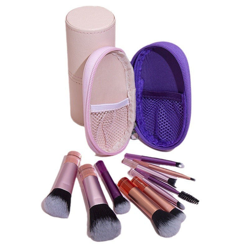 10-Piece Mini Makeup Brush Set with Crystal Handles and Travel Pouch for Beginners