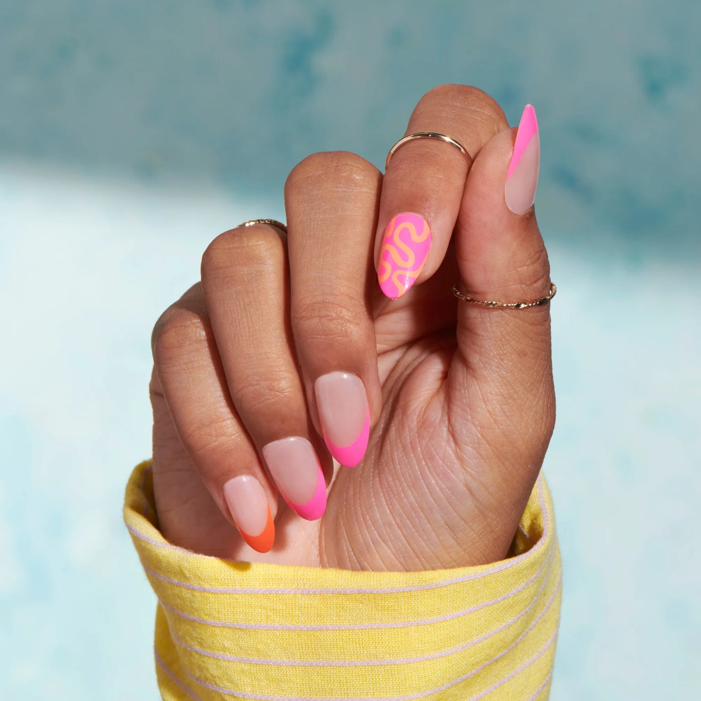 Carnival - Medium Almond Cosverra Press On Manicure