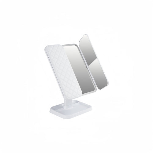 Tri-Fold LED Makeup Mirror with 3-Color Lighting Touch Sensor and 180° Rotation