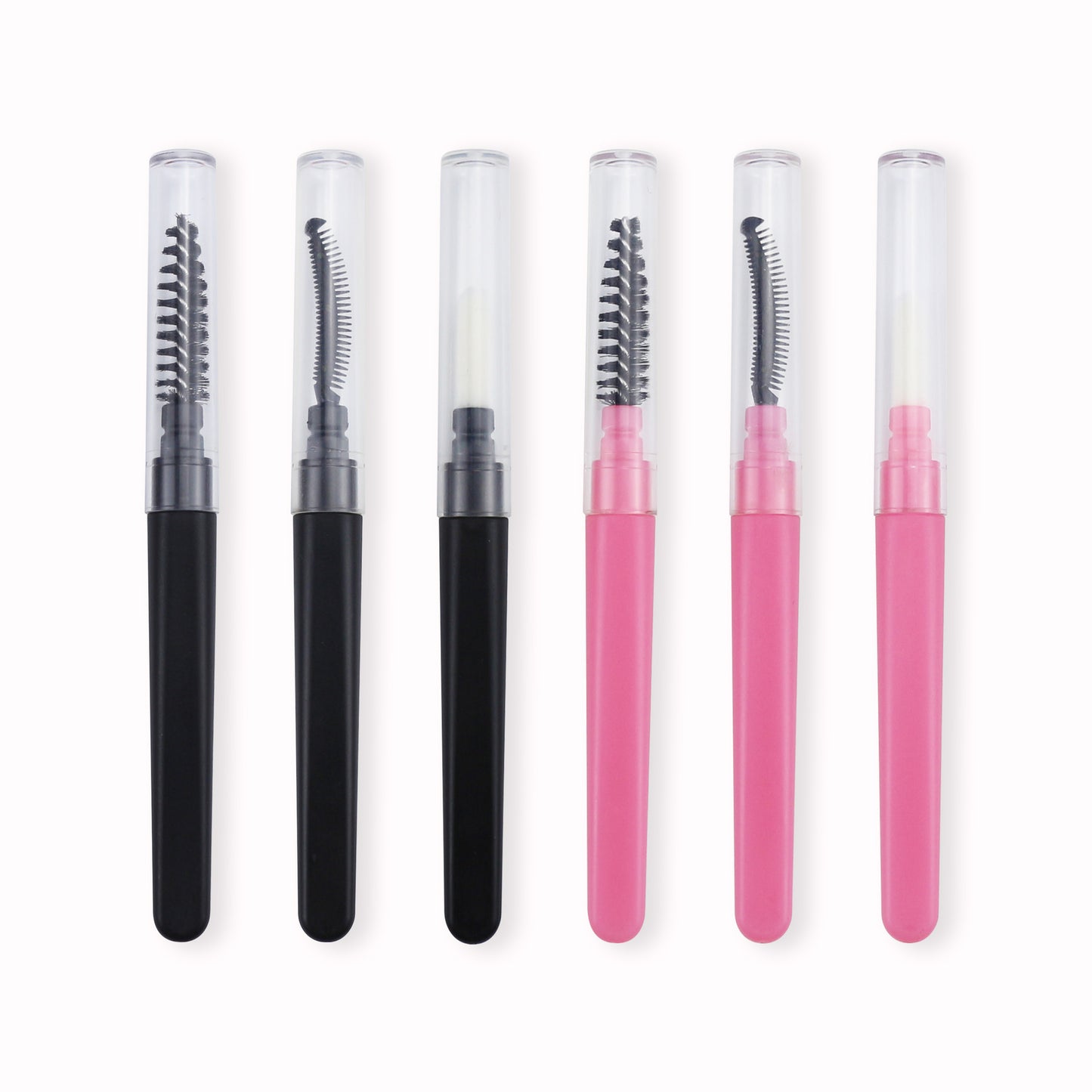 Dual-Use Lash and Brow Spoolie Brush with Transparent Dust Cover Portable Grooming Tool