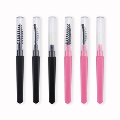 Dual-Use Lash and Brow Spoolie Brush with Transparent Dust Cover Portable Grooming Tool