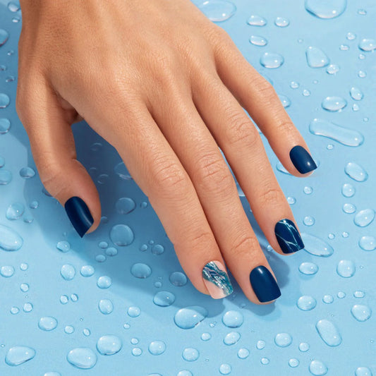 Blue Mist - Short Squoval Cosverra Press On Manicure