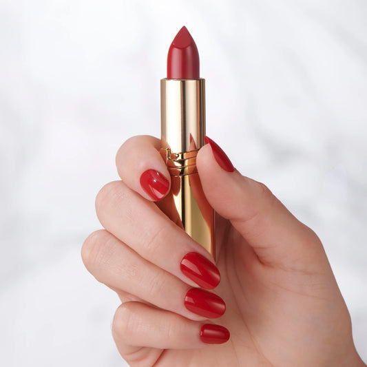 Lipstick Red - Short Oval Cosverra Press On Manicure