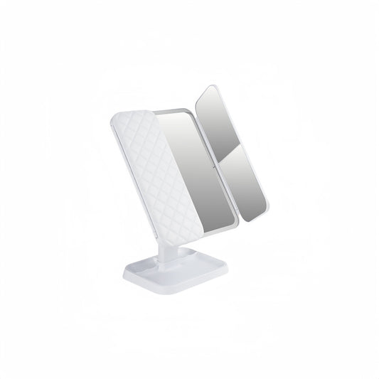 Tri-Fold LED Makeup Mirror with 3-Color Lighting Touch Sensor and 180° Rotation